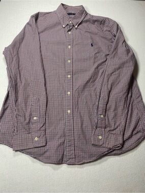 Ralph Lauren Blue & Red Micro-Check Button-Down Shirt size XL